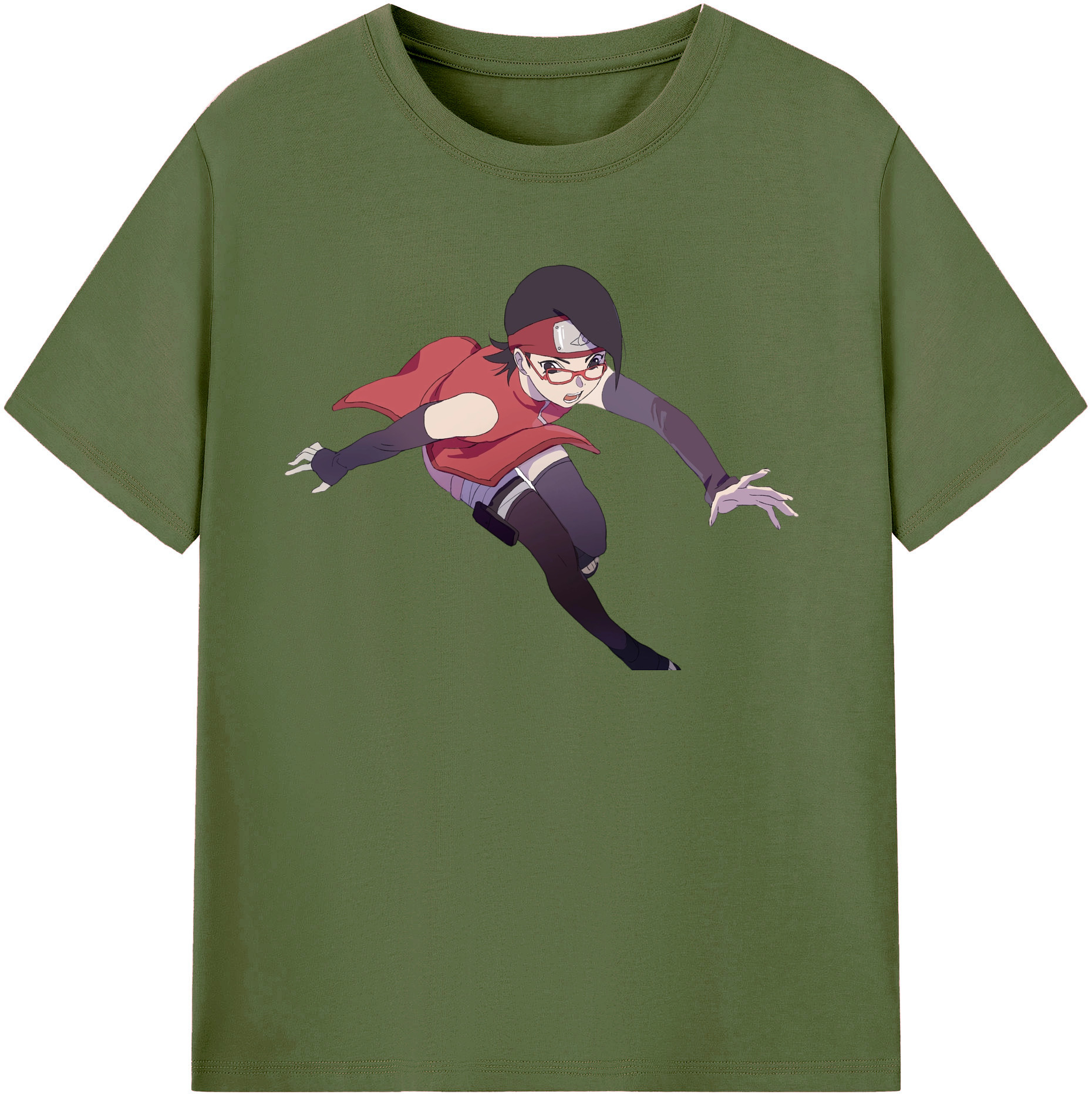 （画像用） NARUTO -ナルト- うちは サラダ Uchiha Sarada 綿100％半袖Tシャツ（フロントプリント）